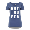 RHEINUFER Letter T-Shirt Damen - S / Denim/Weiß